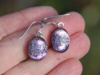 Pale Pink Dichroic Glass Drop Earrings
