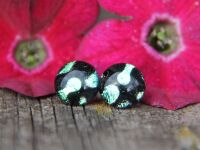 Green and black dichroic glass stud earrings