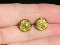 Orange Dichroic Glass Stud Earrings