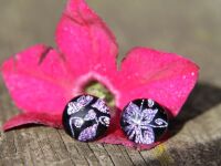 Lilac flower dichroic stud earrings