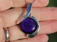 Dark Blue Dichroic Glass Twist Pendant: