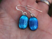 Teal Dichroic Glass Drop Earrings
