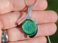 Dichroic Glass Green Twist Pendant