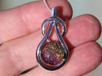 Dichroic Glass Knot Orange Purple Pendant Fused Necklace