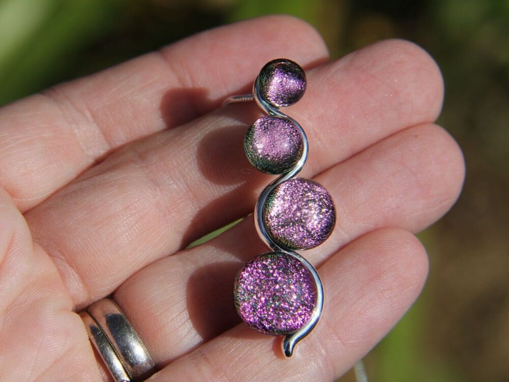 Dichroic Glass Pale Pink Snake Pendant