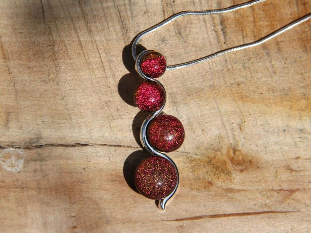 Red Dichroic Glass Snake Pendant