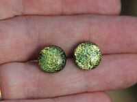 Gold dichroic glass stud earrings