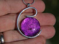 Dichroic Glass Purple Fuchsia Pink Wave Pendant: