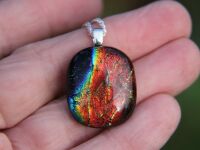 Rainbow Dichroic Crinkle Glass Pendant