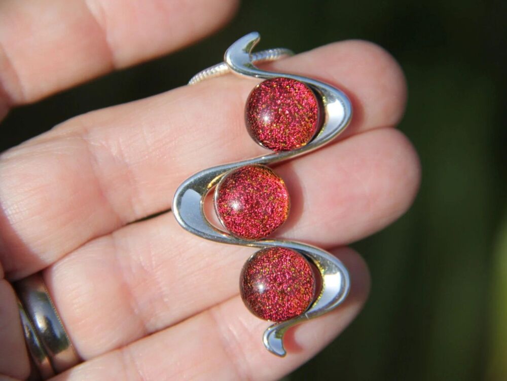 Red Dichroic Glass Snake Pendant