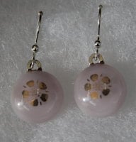 Pale pink and gold flowered dangly earrings