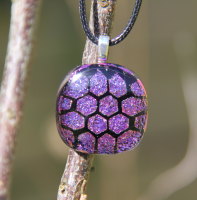 Purple honeycomb dichroic pendant, dichroic glass necklace, purple dichroic necklace, fused glass necklace, fused glass pendant