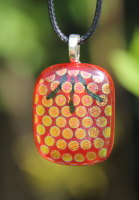 Strawberry dichroic pendant, dichroic glass necklace, dichroic necklace, fused glass necklace, fused glass pendant