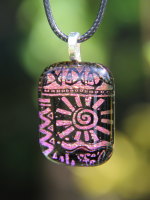 Sunrise dichroic pendant, dichroic glass necklace, pink dichroic necklace, fused glass necklace, fused glass pendant