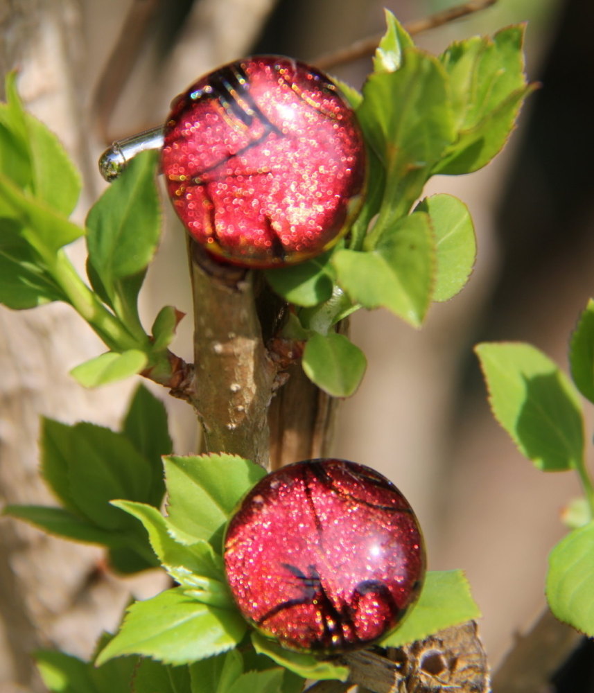 Dark red and black fleck dichroic cufflinks