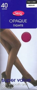 Silky 40 Denier Opaque Tights in Pink Flambe