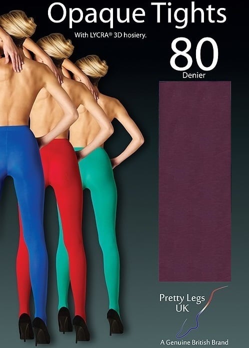 Pretty Legs 80 Denier Opaque Tights in Burgundy