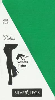 Silver Legs 50 denier Footless Tights in Emerald Green