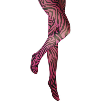 Silky Black and Pink Zebra Tights
