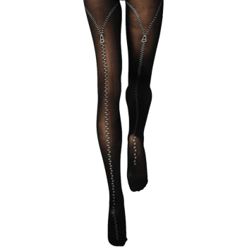 Silky Zipper Effect Tights