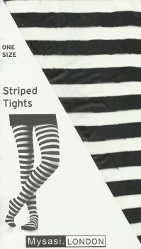 Mysasi Black and White Striped Tights One Size