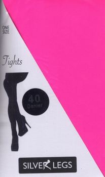 Silver Legs 40 Denier Opaque Tights in Flourescent Pink