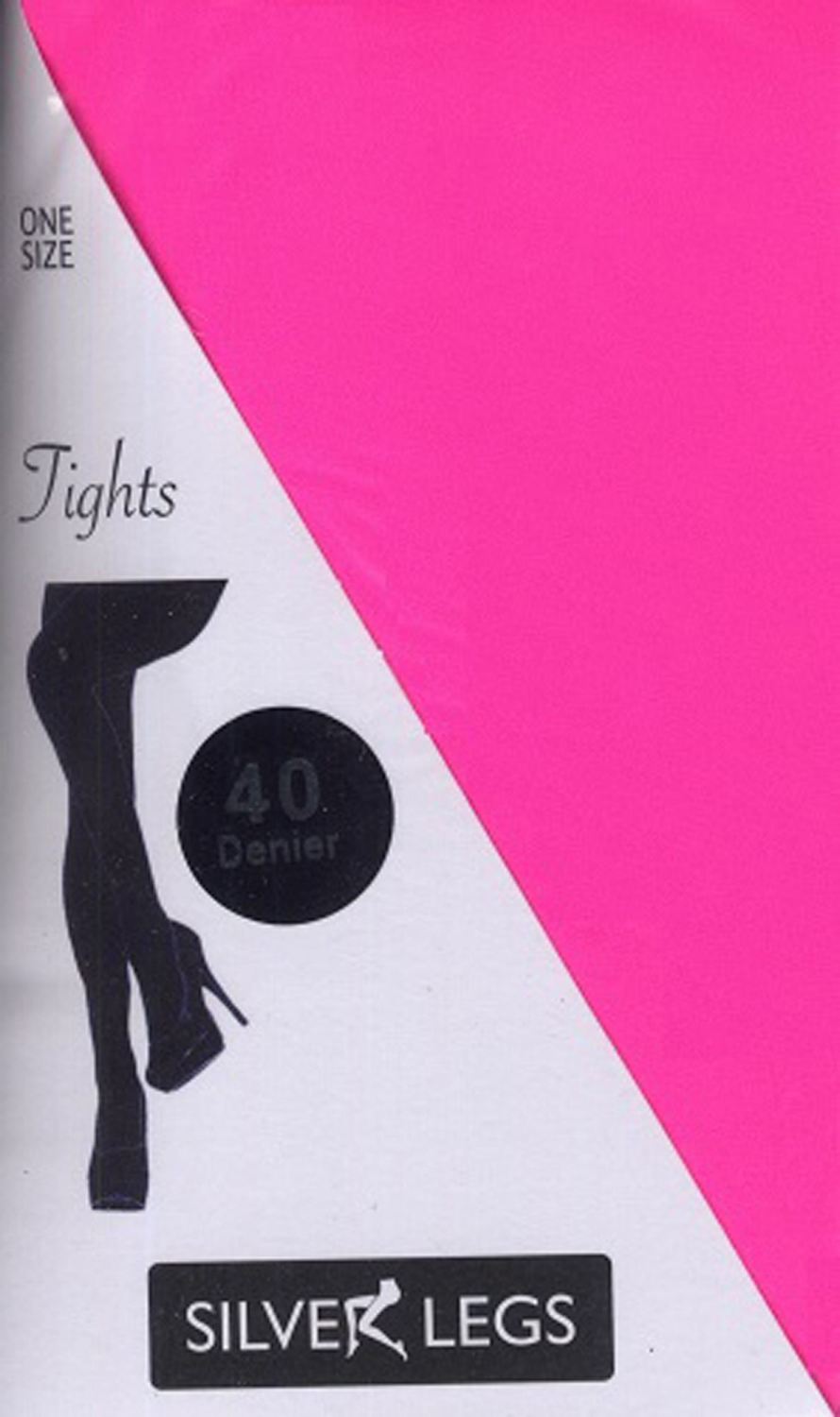 Silverlegs 40 Denier Opaque Tights in Flourescent Pink