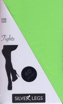 Silver Legs 40 Denier Opaque Tights in Fluorescent Green