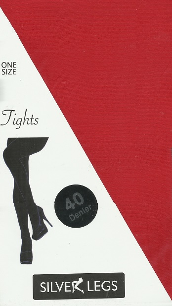 Silverlegs 40 Denier Opaque Tights in Red