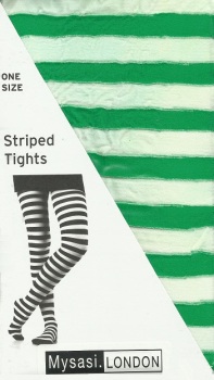 Mysasi Green and White Striped Tights