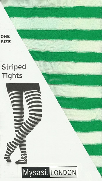 Mysasis Green and White Striped Tights