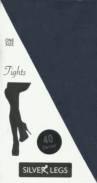 Silverlegs 40 Denier Opaque Tights in Navy