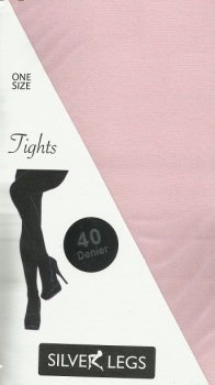 Silver Legs 40 Denier Opaque Tights in Baby Pink