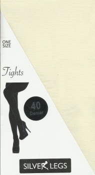 Silver Legs 40 Denier Opaque Tights in Cream