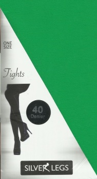 Silver Legs 40 Denier Opaque Tights in Emerald Green