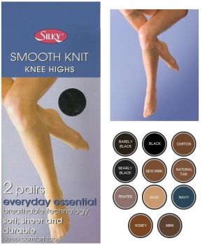 Silky 2 pair pack Smooth Knit Knee Highs