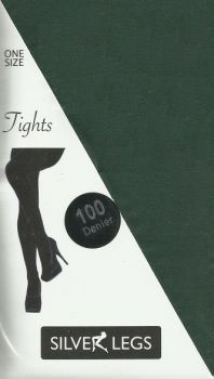 Silver Legs 100 Denier Tights in Bottle Green