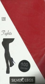 Silver Legs 100 Denier Tights in Red