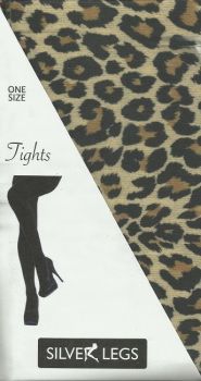 Silver Legs Leopard Tights in Natural One Size