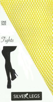 Silver Legs Yellow Fishnet Tights