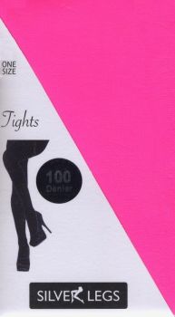 Silver Legs 100 Denier Tights in Neon Pink