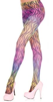 Music Legs Opaque Multicolour Swirl Print Tights