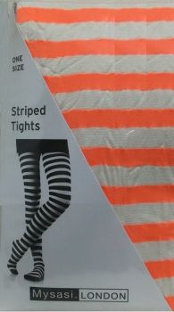Mysasi Orange and White Striped Tights