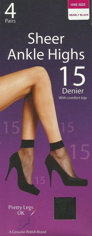 Pretty Legs 4 Pack Sheer Ankle Highs in Nearly Black