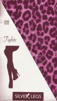 Silver Legs Leopard Tights in Pink One Size