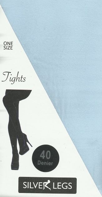 Silverlegs 40 Denier Opaque Tights in Baby Blue