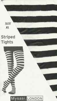 Mysasi Black and White Striped Tights Extra Large