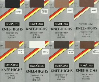 Silver Legs 2 pair pack Knee Highs in 8 shades