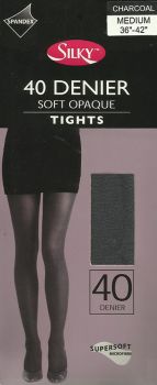 Silky 40 Denier Opaque Tights in Charcoal