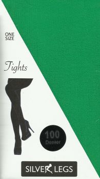 Silver Legs 100 Denier Tights in Emerald Green